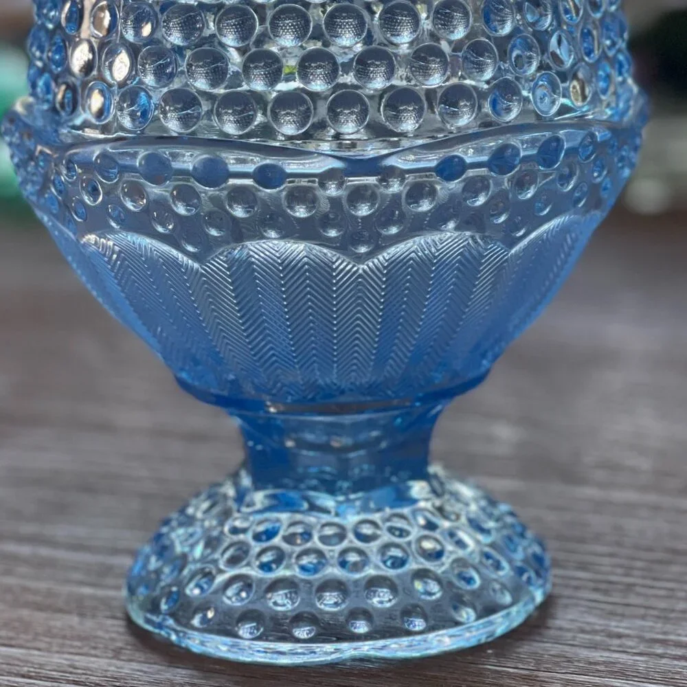 Gorham Crystal Blue Hobnail Egg Shaped Candy Dish - Picture 4 of 16